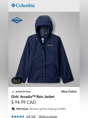 Girls Columbia Arcadia Rain Jacket